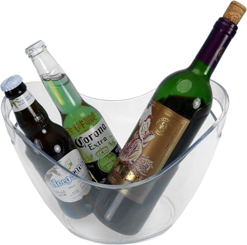 Yesland Ice Bucket, Clear Acrylic 3.5 Liter Storage Tub, Beer Bucket Beverage Chiller Bin for 2 Wine, Champagne Bottles, B...
