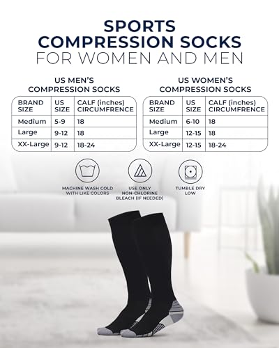 Pembrook 3 Pairs Compression Socks 20-30 mmHg - Compression Socks for Women and Men | Running, Athletic, Travel, Nurses
