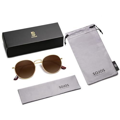 SOJOS Small Round Polarized Sunglasses for Women Men Classic Vintage Retro Shades UV400 SJ1014