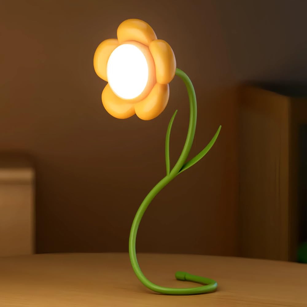 Magical Jd Birthday Gifts For Women Sunflower Flower Lamp Rechargeable Cordless Led Reading Light 3-Colour Infinitely Dimming Small Night Light For Festival Gifts For Mom Girlfriend Grandma (Yellow)