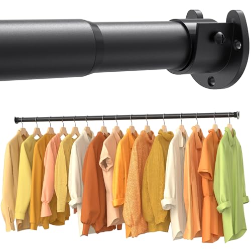 Closet Rods for Hanging Clothes, 17-84 Inch No-Cut Stepless Adjustable Closet Rod, 1.3 Inch Heavy Duty Metal Closet Hangin...
