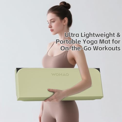 WOHAO 7-Fold Yoga Mat 70"x24" - 1/2 Inch Thick Folding Exercise Mat, Compact Non-Slip TPE Mat for Travel, Storage, Yoga & ...