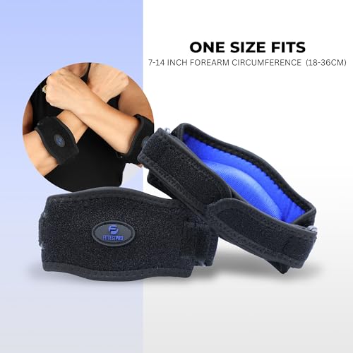 Fittest Pro Elbow Brace 2 Pack for Tennis & Golfer's Elbow Pain Relief (Black)