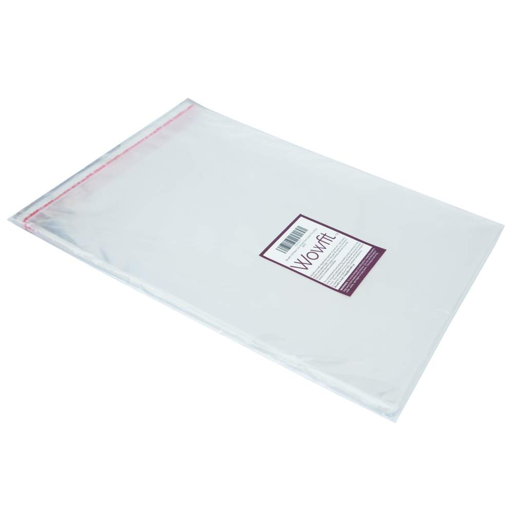 Wowfit 100 Count 14x20 Inch Clear Cellophane Plastic Bags, Resealable Self-Sealing Cello Bags Great for Packaging Clothing, Shirts, Decorative Wrappers, Party Favors, Artwork and More