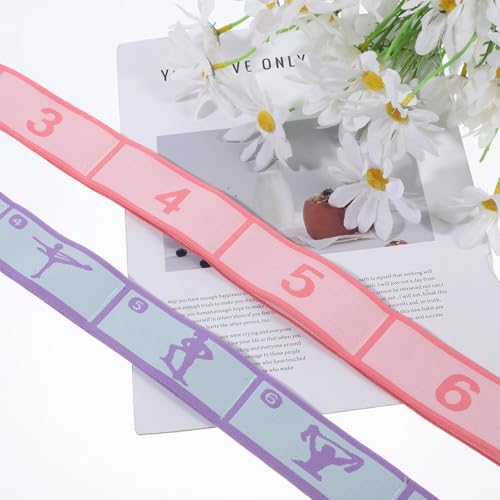 Adjustable Stretch Strap, 2 Pcs Elastic Yoga Stretching Strap with Loops 8-Loop Dance Stretch Band Stretching Bands for Fl...