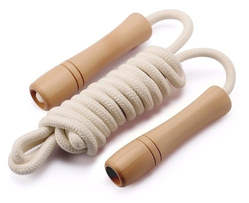 Homello Jump Rope for Kids - Wooden Handle - Adjustable Cotton Braided Fitness Skipping Rope for Toddler Fitness Workout E...