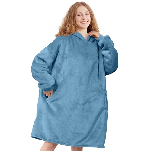 AmyHomie Wearable Blanket Hoodie for Adults & Teens,Oversized Sherpa Hooded Blanket,Warm Cozy Blanket Sweatshirt as Christ...