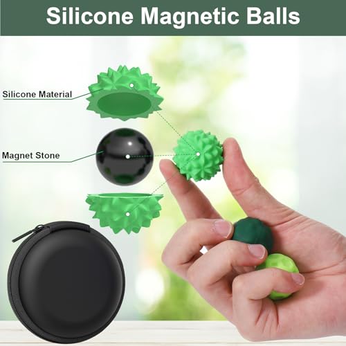 BUSOHA Silicone Fidget Balls - 4 Pack Silicone Stress Relief Balls Stone for Adults Sensory Travel Toys for Calming,Stres...