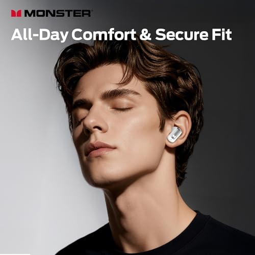 Monster N-Lite 217 Wireless Earbuds, Immersive Stereo Sound, Bluetooth 6.0 in-Ear Headphones, Built-in Smart Noise Cancell...