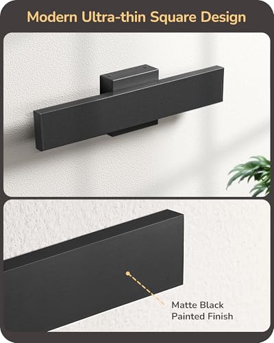 EDISHINE 2 Pack LED Outdoor Wall Lights Dimmable, 3000K 4000K 5000K, 15.7" Modern Black Outdoor Wall Sconce, IP65 Waterpro...