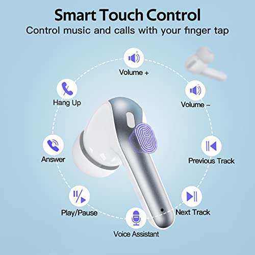 TAGRY Bluetooth Headphones True Wireless Earbuds 60H Playback LED Power Display Earphones with Wireless Charging Case IPX5...