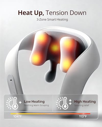 Shiatsu Neck and Back Massagers with Heat, 150 Mins Uses, 4 Modes & Adjustable Massage Head, Electric 3D Deep Tissue Knead...