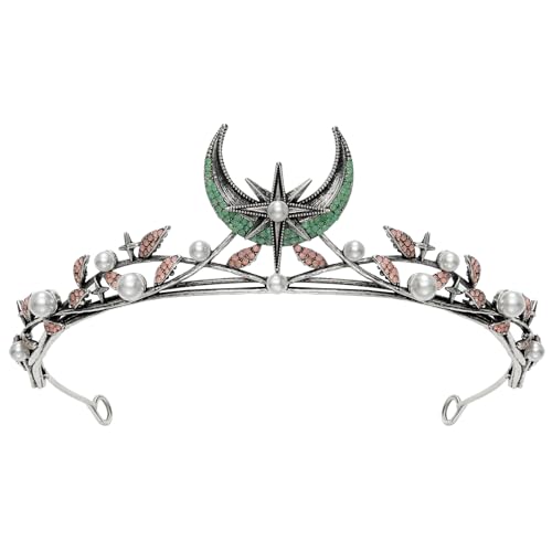 SWEETV Celestial Witch Crown for Women, Gothic Queen Crowns, Womens Dark Tiara Headband, Tiaras for Cosplay, Headpiece Hai...