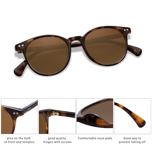 SOJOS Small Round Classic Polarized Sunglasses for Women Men Vintage Style UV400 Lens MAY SJ2113