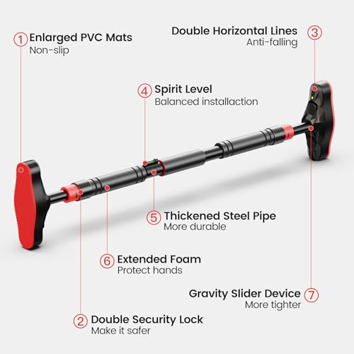ATHSPO Doorway Pull Up Bar, Adjustable Door Frame Pull-Up & Chin-Up Bar for Upper Body Home Gym Workouts