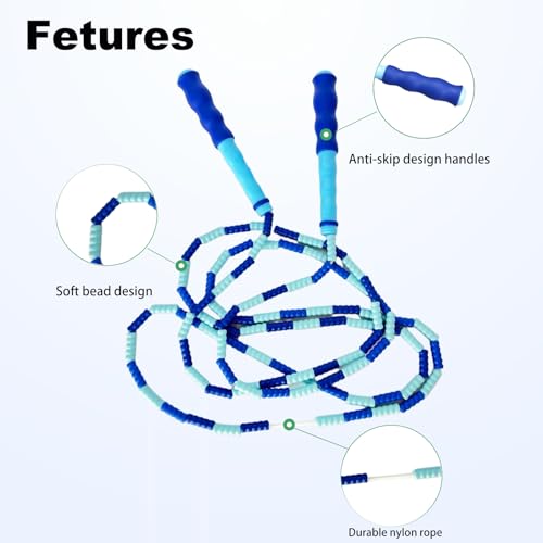 BIRDDIE Soft Beaded Jump Ropes, Adjustable Length Skipping Rope, Tangle Free Segmented Jumping Rope for Kids and Adults Ex...
