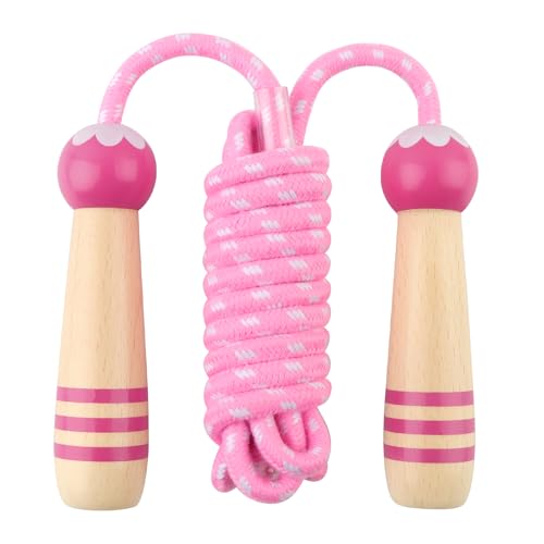 Jump Rope for Kids, Lorvain Adjustable Skipping Rope, Kids Jump Ropes with Wooden Handle for Girls Boys, Weighted Jumping ...