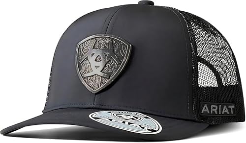 ARIAT Men's Metal Shield Trucker Cap with Snapback Closure