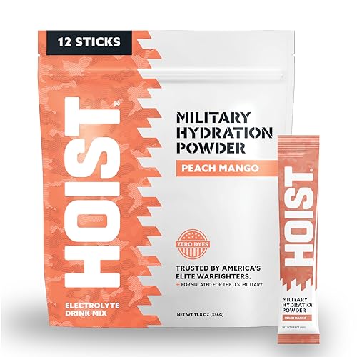 HOIST Electrolyte Drink Mix Powder Sticks – Rapid Rehydration, Military Hydration Formula – Peach Mango (12 Single-Serve P...