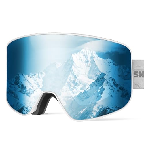 SNOWER Ski Goggles, OTG Anti Fog Snowboard Goggles, HD Snow Goggles UV400 Protection for Men Women Youth