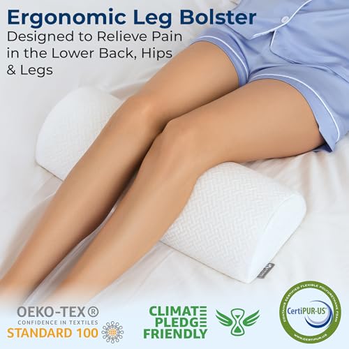 5 STARS UNITED Knee Pillow for Back Sleeping – Memory Foam Cushion for Sciatica Pain Relief – Under Leg Support for Sleepi...