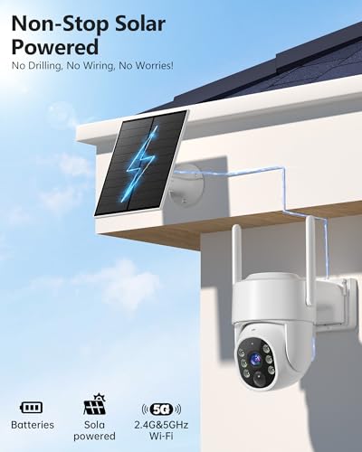Gianteye 5G&2.4GHz Security Cameras Wireless Outdoor, 2K Cameras for Home Security, Solar & Battery Powered Security Camer...