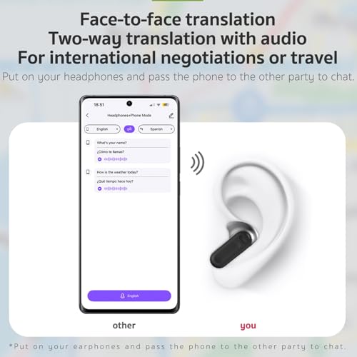 ERAZERL NE20 AI Translation Earbuds Real Time Wireless Bluetooth 6.0 AI Headphones LCD Touch Screen Support 148 Languages ...