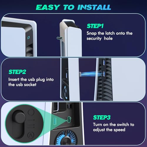Ps5 Pro 4 Cooling Fans,Ps5 Pro Accessories Fans with USB 3.0,Efficient Quiet Cooler Fan with Adjustable Speed,Cooling Fan ...