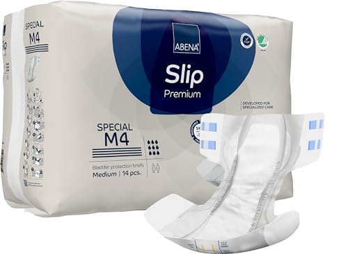 Abena Classic Design Adult Diapers, Slip Special Premium Incontinence Briefs, Heavy Absorbency, Level 4, Medium, 14 Count
