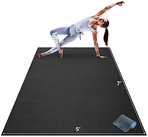 Gorilla Mats Premium Large Yoga Mat – 6x4', 7x5' (8mm) Extra Thick & Ultra Comfortable, Non-Slip Barefoot Exercise Mat – W...
