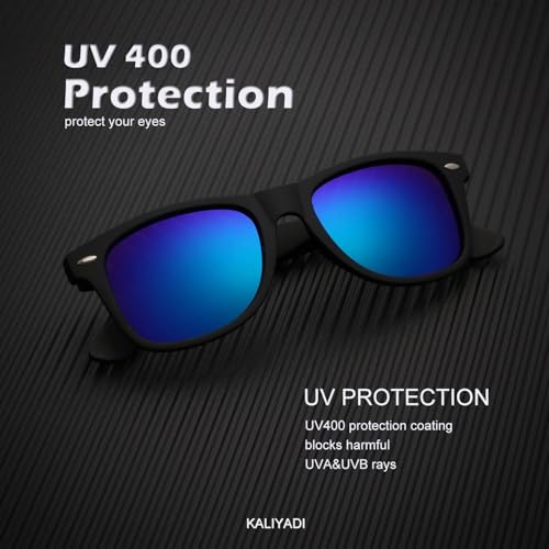 KALIYADI Polarized Sunglasses for Men and Women Matte Finish Sun glasses Color Mirror Lens UV Blocking (3 Pack)