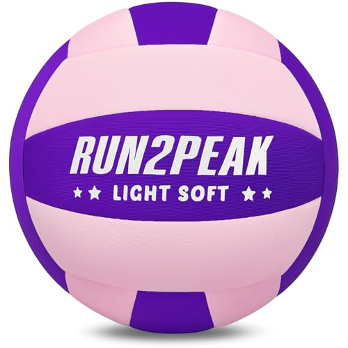 RUN2PEAK Super Soft Light Volleyball - Safe and Quiet Fabric Volleyball Ball for Indoor Play - Official Size 5 Kids Youth ...