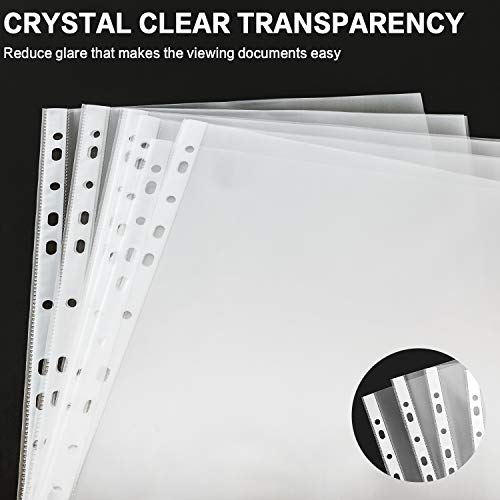 Sheet Protectors, PANDRI 500 Pack Clear Heavy Duty Plastic Page Protectors Sheet Reinforced 11-Hole Fit for 3 Ring Binder ...