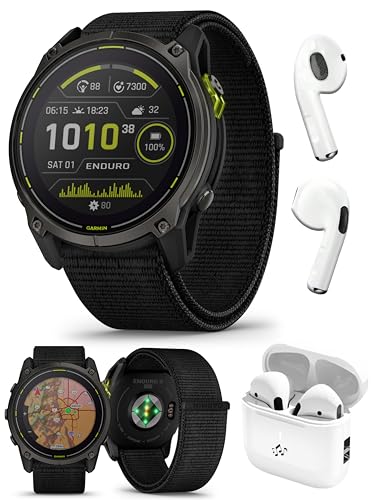 Garmin Enduro 3 Ultraperformance GPS Smartwatch Bundle - Solar Charging, Maps, Built-in LED Flashlight with UltraFit Nylon...