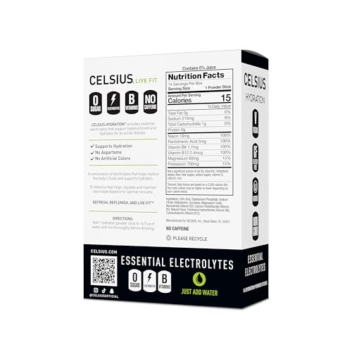 Celsius Hydration™ Lemon Lime, Sugar Free Electrolyte Hydration Drink Mix (Pack of 14)