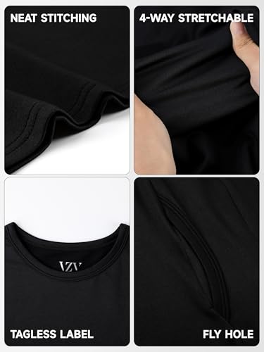 VZV Thermal Underwear for Men Fleece Lined Long Johns for Mens Thermals Top and Bottom Set Soft Base Layer for Winter