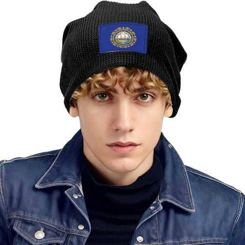 YANYU New Hampshire State Flag Print Lightweight Waffle Pullover Hat Men Women Winter Headwear Outdoor Camping Travel