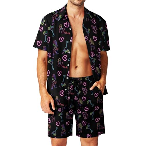 DOOPCCOR Men's 3 Piece Tracksuit Cuban Collared funny Hawaiian Shirt Shorts Button Down Sets With Bucket Hats