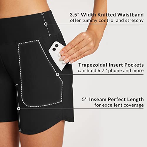 baleaf Women's 3"/5"/7"/9" High Waisted Swim Board Shorts Quick Dry Swimsuits Bottoms Trunks with Pockets