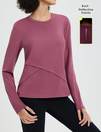 baleaf Women's Thermal Tops Long Sleeve Fleece Running Shirts Thumbhole Cold Weather Winter Gear Workout Base Layer