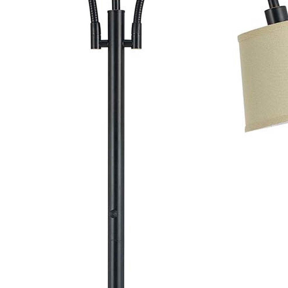 Homeroots Traditional 65 In. Floor Lamp - Two Light With Tan Square Shade, Metal Construction, Bronze Finish