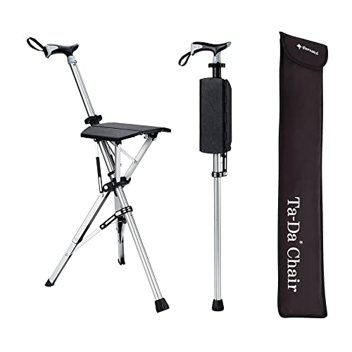 STEP2GOLD Ta-Da Chair, Portable Trekking Hiking Pole, Folding Walking Stick with Seat, Walking Cane with Chair, Foldable C...