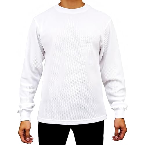 Access Men’s Heavyweight Thermal Shirt Crew Neck, Waffle Knit Long Sleeve Base Layer for Cold Weather