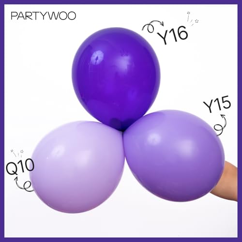 PartyWoo Lavender Balloons 120pcs Different Sizes Pack of 18 12 10 5 Inch Light Pastel Purple Lilac Balloon Arch Kit for B...