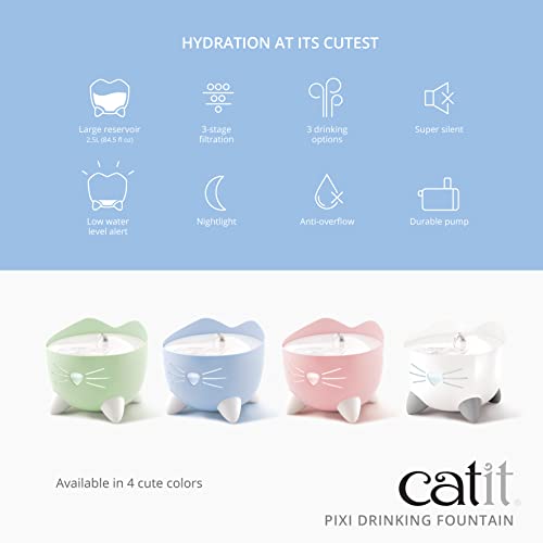 Catit PIXI Cat Drinking Fountain, Running Water Fountain, Pink