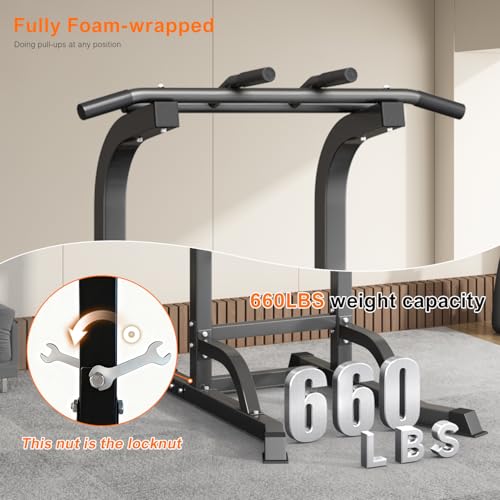 DONIUZ Power Tower Pull Up Bar and Dip Station, Multi-Function Home Gym, Strength Training Fitness Equipment, Height Adjus...