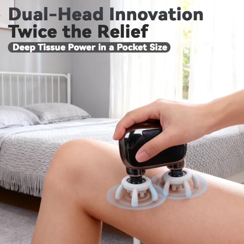 Pudthin Pocket Force Mini Travel Massage Gun, Dual-Head High-Power Deep Tissue Body Massagers, Brushless Quiet Motor,10mm ...