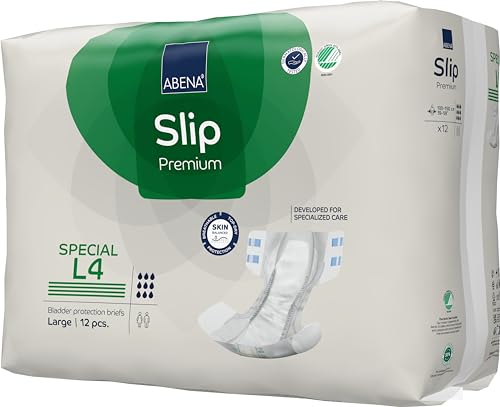 Abena Classic Design Adult Diapers, Slip Special Premium Incontinence Briefs, Heavy Absorbency, Level 4, Large, 48 Count