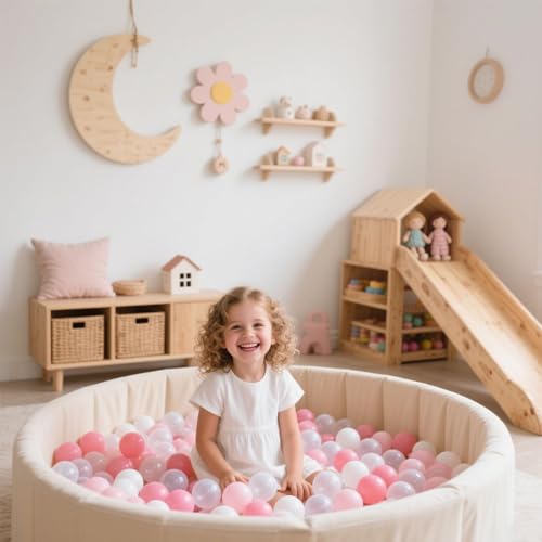 GOGOSO Ball Pit Balls for Toddler, Baby Plastic Playballs Kids Soft Pastel Pelotas Non-Toxic BPA-Free 2pink+White+Clear 10...
