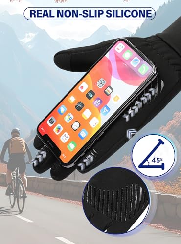 KEJIKO Winter Gloves Men Women - Thermal Windproof Running Touch Screen Gloves, Unisex Warm Anti-Slip Lined Cold Weather G...